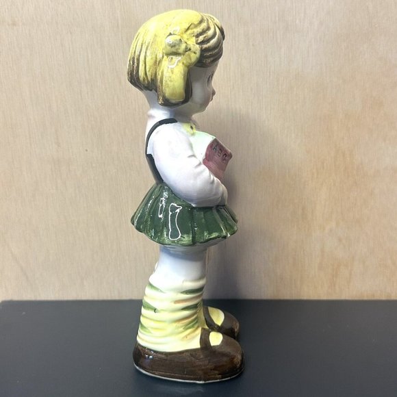 Ceramic Vintage Artmark Girl Made In Japan Hand Painted 8” Tiny Chip On Book - Picture 2 of 11